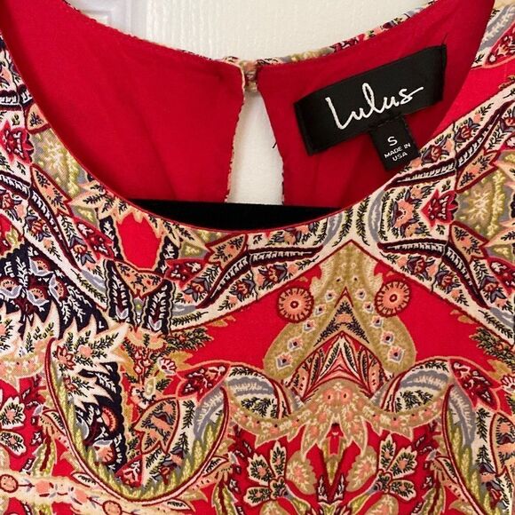 Lulus Sleeveless Paisley Women's Midi Dress Red Size Small - Picture 2 of 6